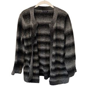 Anne Klein Designer Cardigan Sweater Black & Gray Knit Women’s Large / X-Large!
